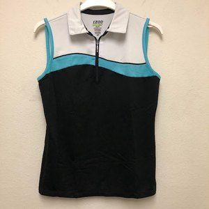 Izod Women's Collared PerformX Extreme Function Golf Tank M Black Blue 1/4 Zip